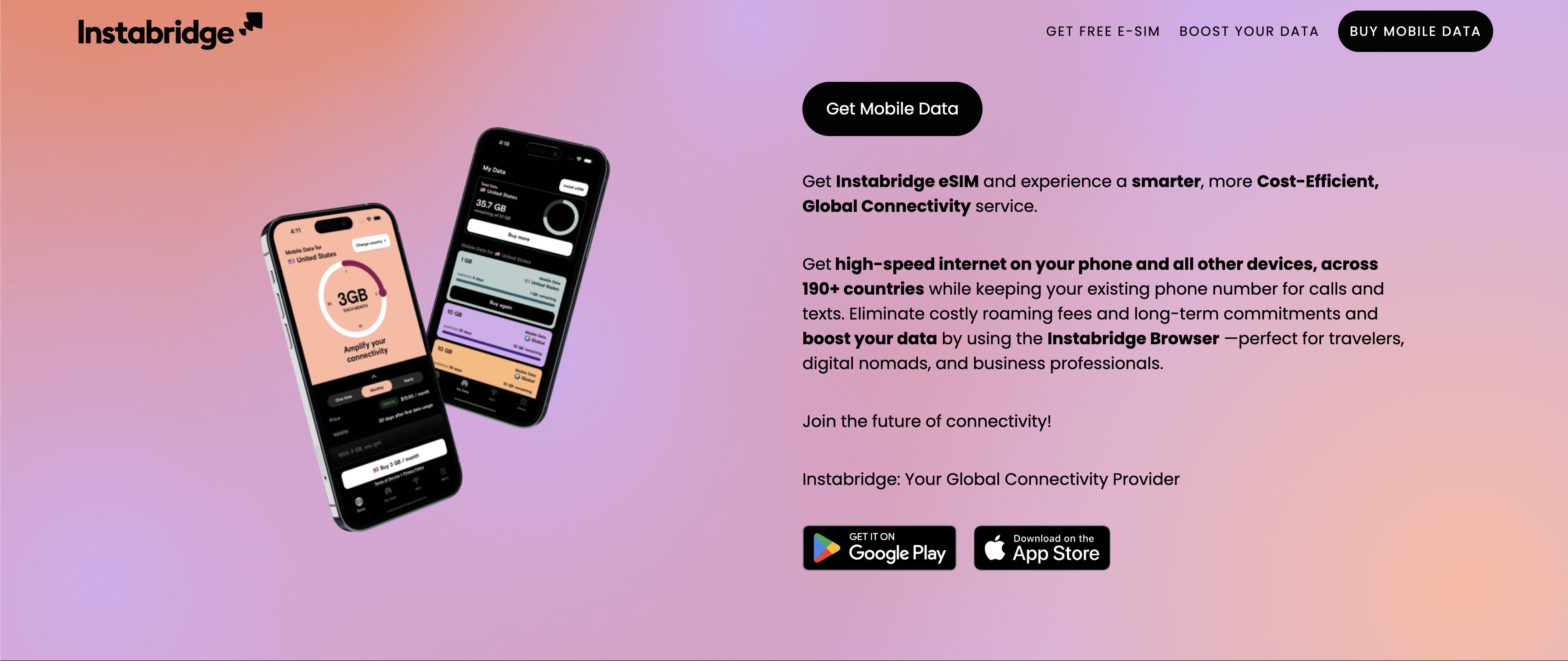 L'application Instabridge eSIM : data mobile dans plus de 190 pays