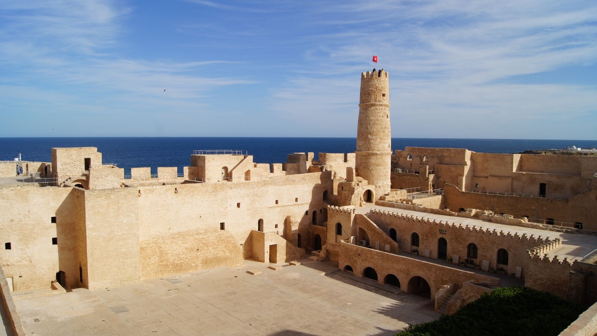 The Ribat of Monastir, a coastal fortress by the sea in Tunisia